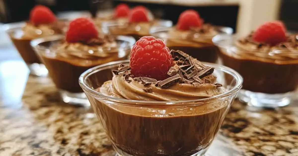 Mousse mascarpone au chocolat servie dans des verrines élégantes