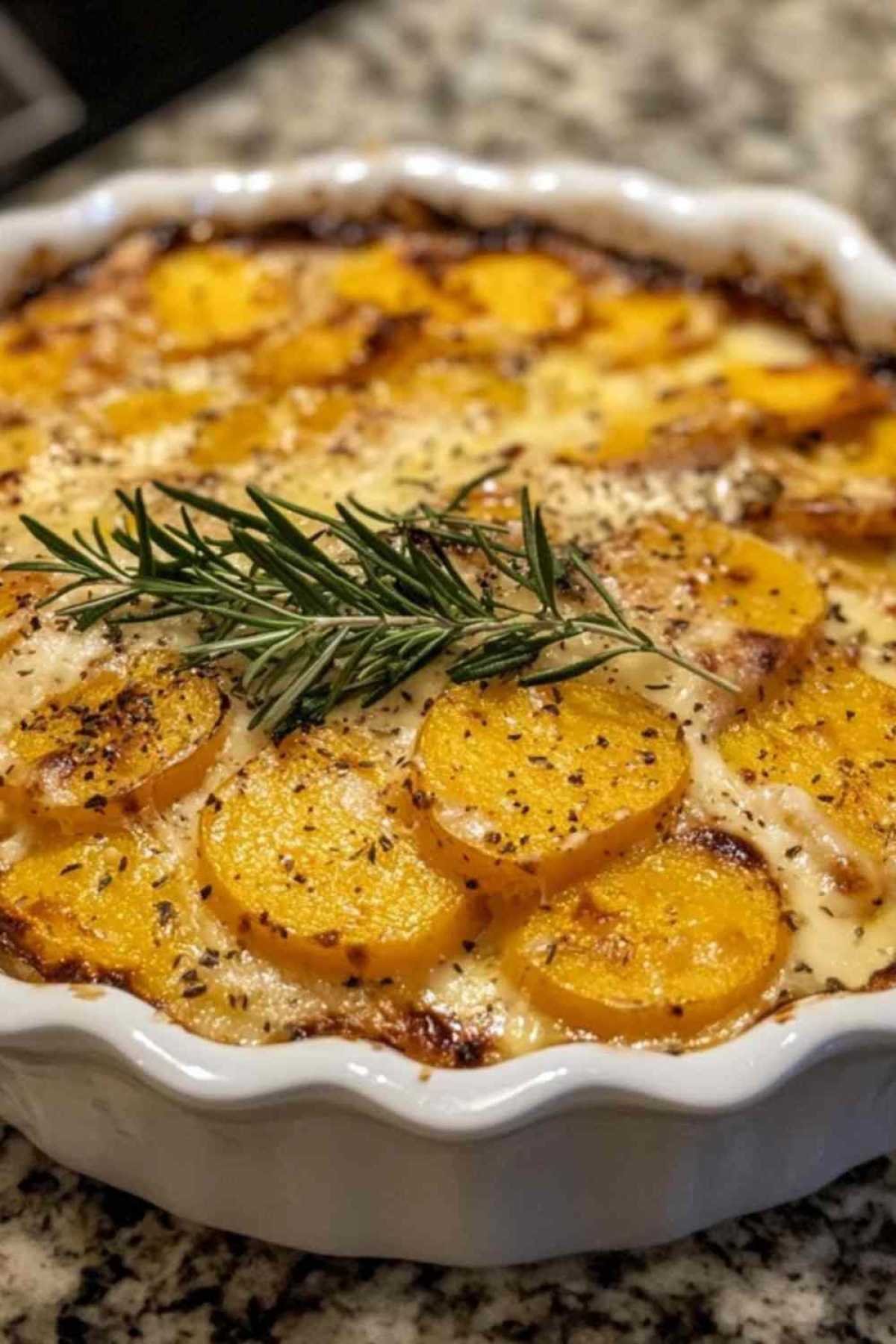 Gratin de pommes de terre et patate douce doré au four