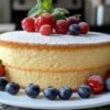 Gâteau éponge moelleux et léger fraîchement sorti du four