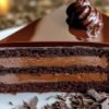 Gâteau au yaourt au chocolat avec ganache brillante