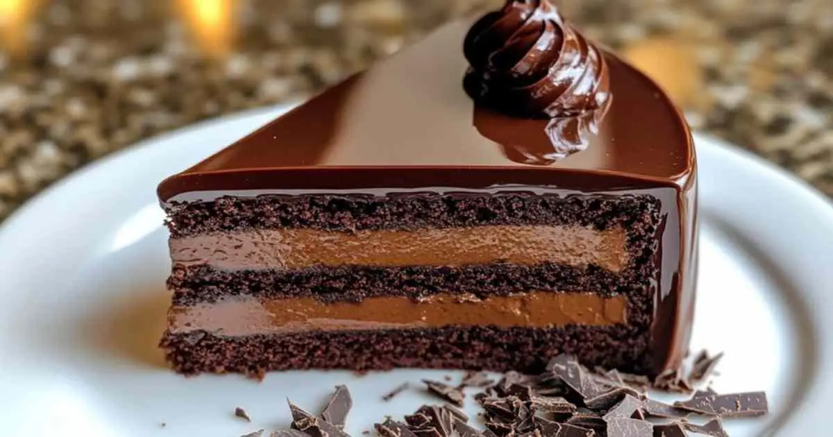 Gâteau au yaourt au chocolat avec ganache brillante