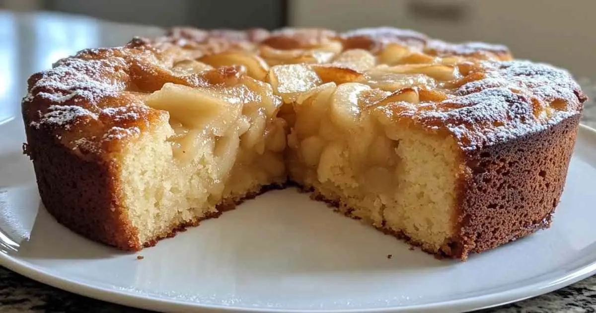 Gâteau aux pommes moelleux à la cannelle fraîchement sorti du four