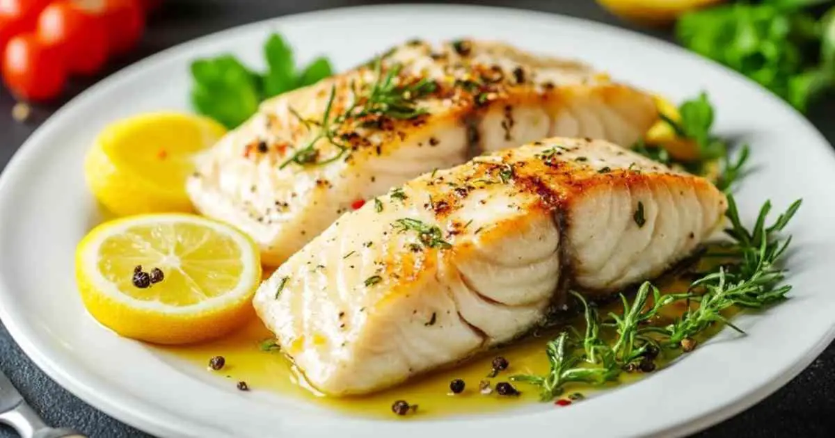 Cabillaud au four nappé de sauce à la moutarde et crème citronnée