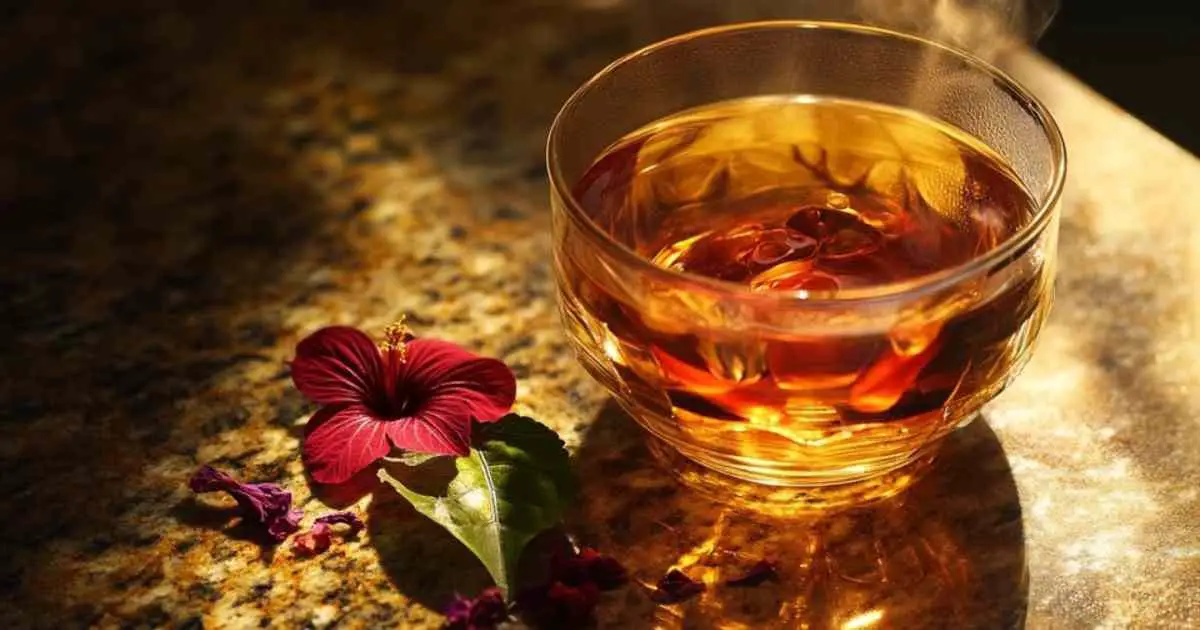 Ingrédients pour infusion au curcuma et corossol : racines, feuilles et fleurs d’hibiscus
