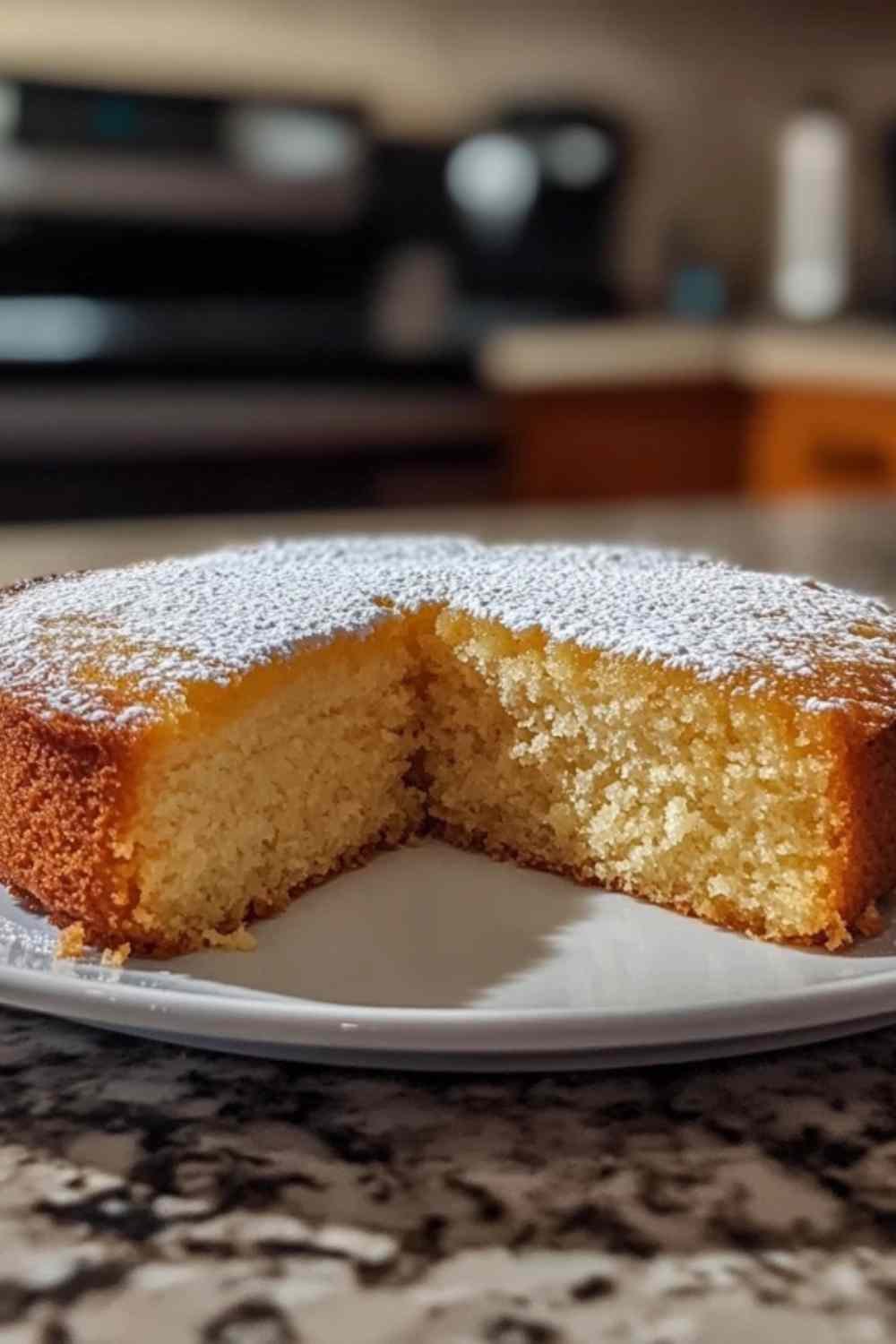 Gâteau quatre-quarts à l’orange sur un présentoir