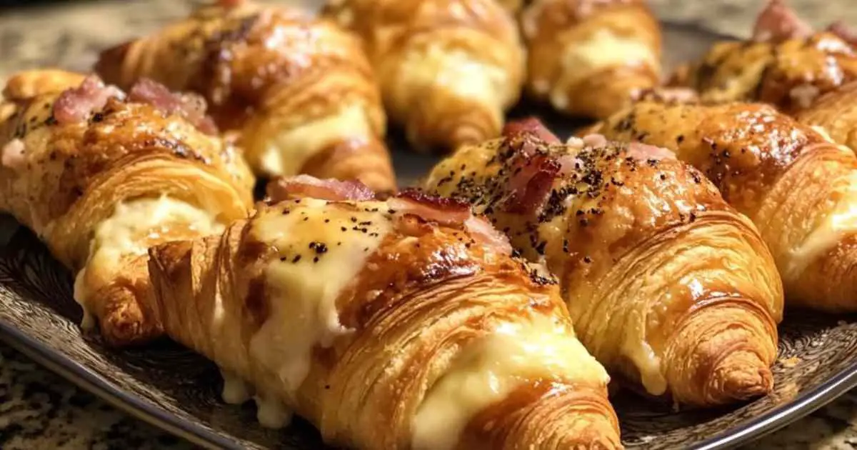 Croissants lardons-raclette crus prêts à être enfournés