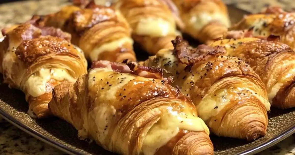 Croissants lardons-raclette crus prêts à être enfournés