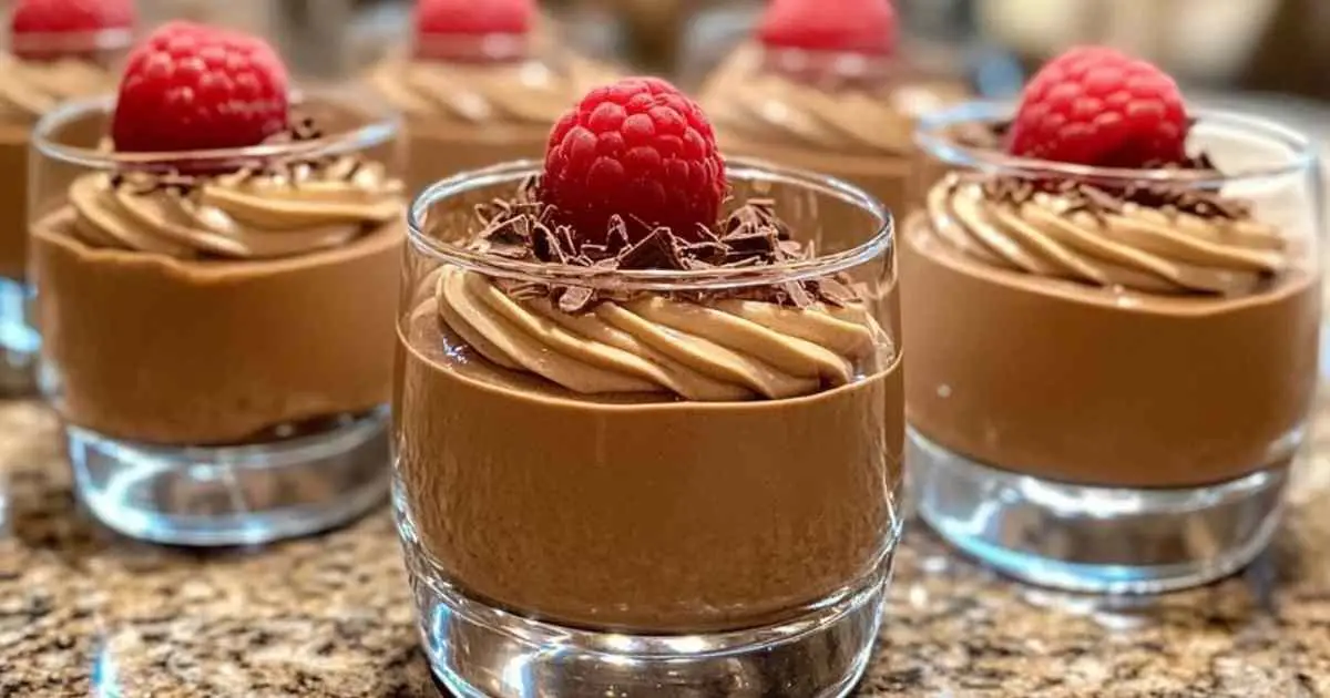 Mousse mascarpone au chocolat servie dans des verrines élégantes