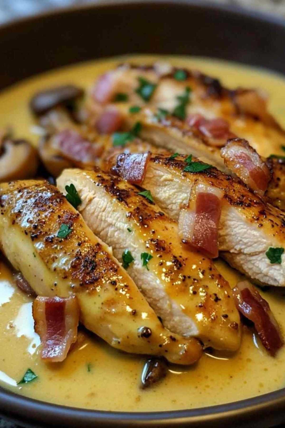 Ingrédients préparés pour la recette d’émincés de poulet à la moutarde