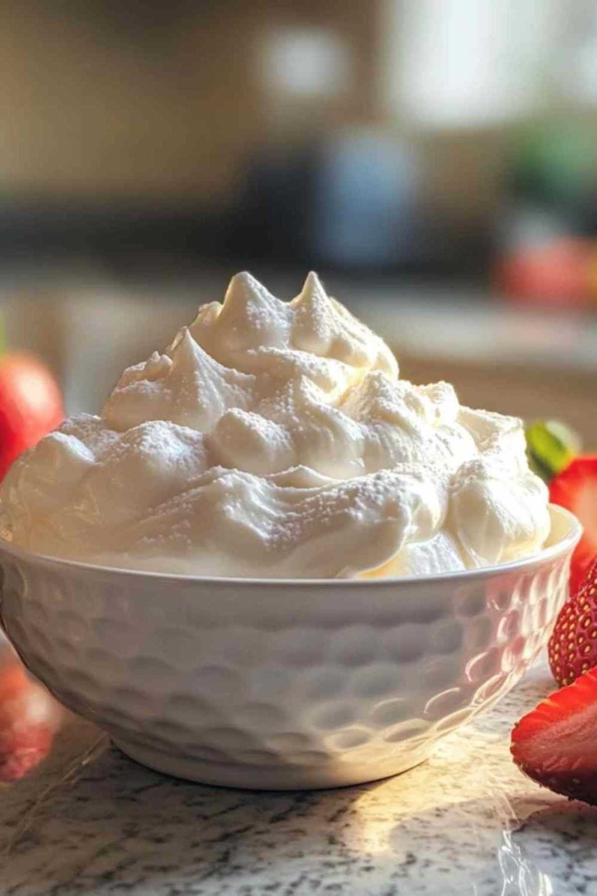 Crème chantilly maison sur un gâteau au chocolat