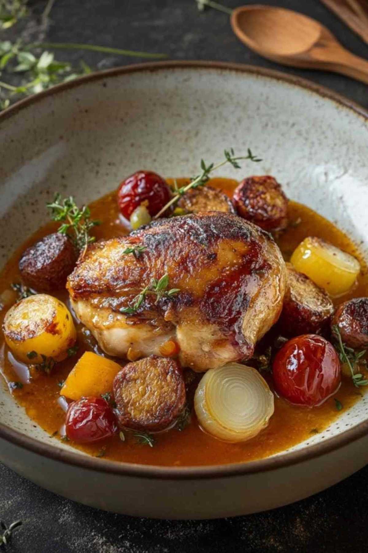 Préparation des ingrédients pour le poulet au chorizo