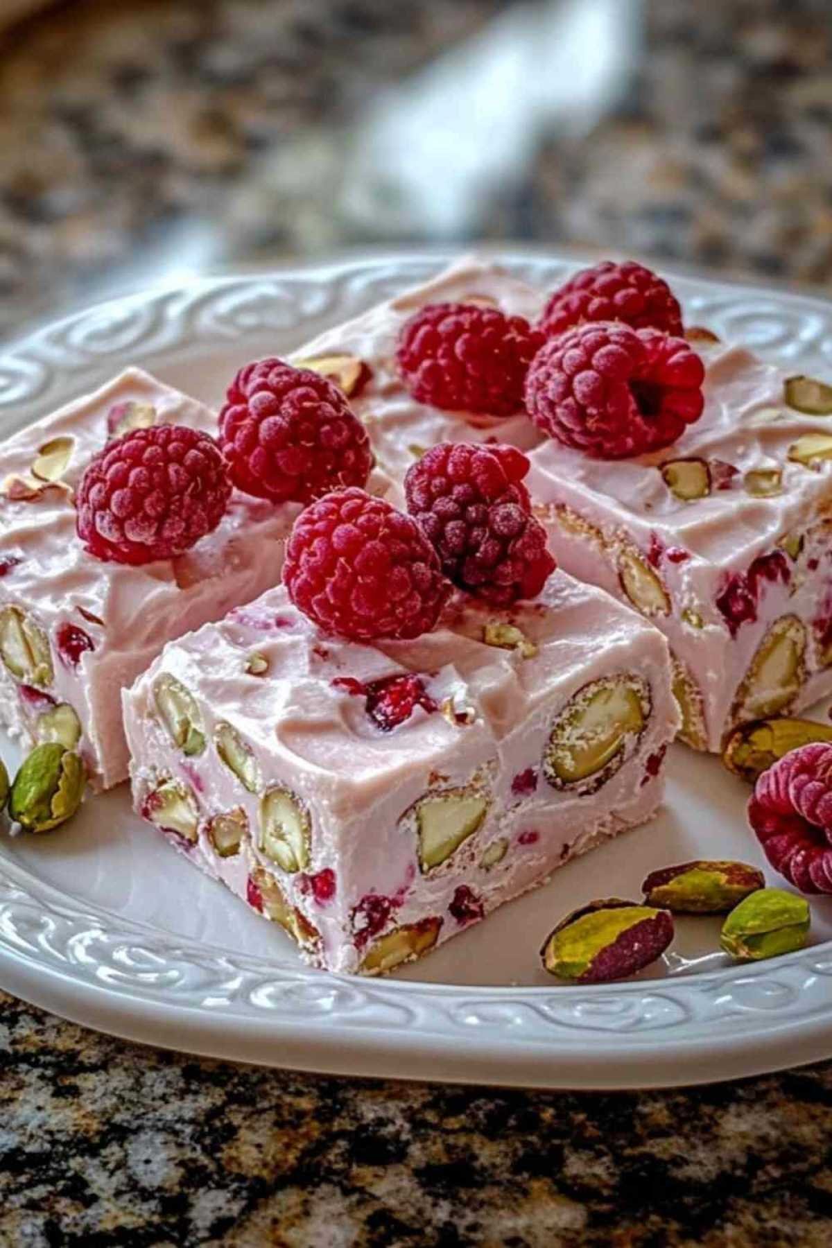 Préparation du nougat tendre avec incorporation des framboises