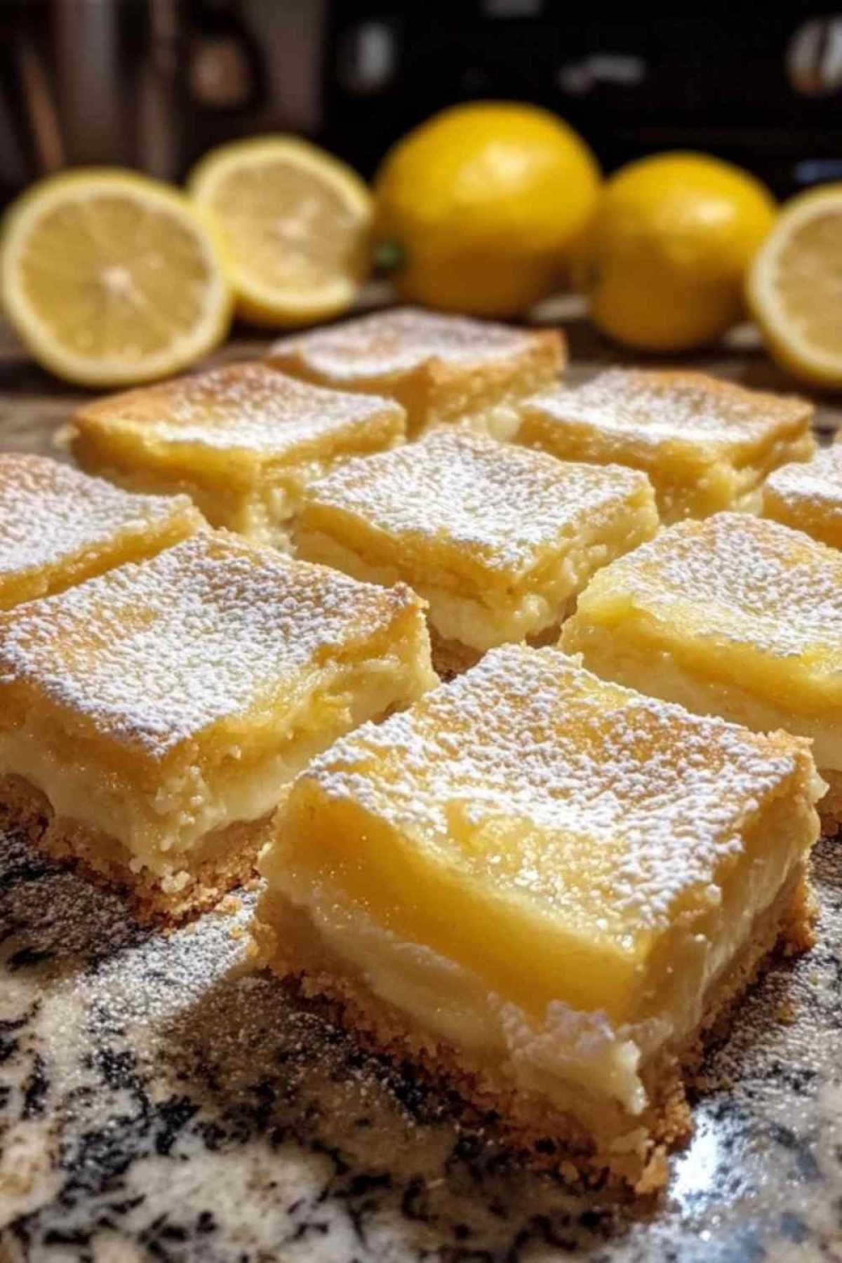 Étapes de préparation des carrés au citron avec ingrédients frais