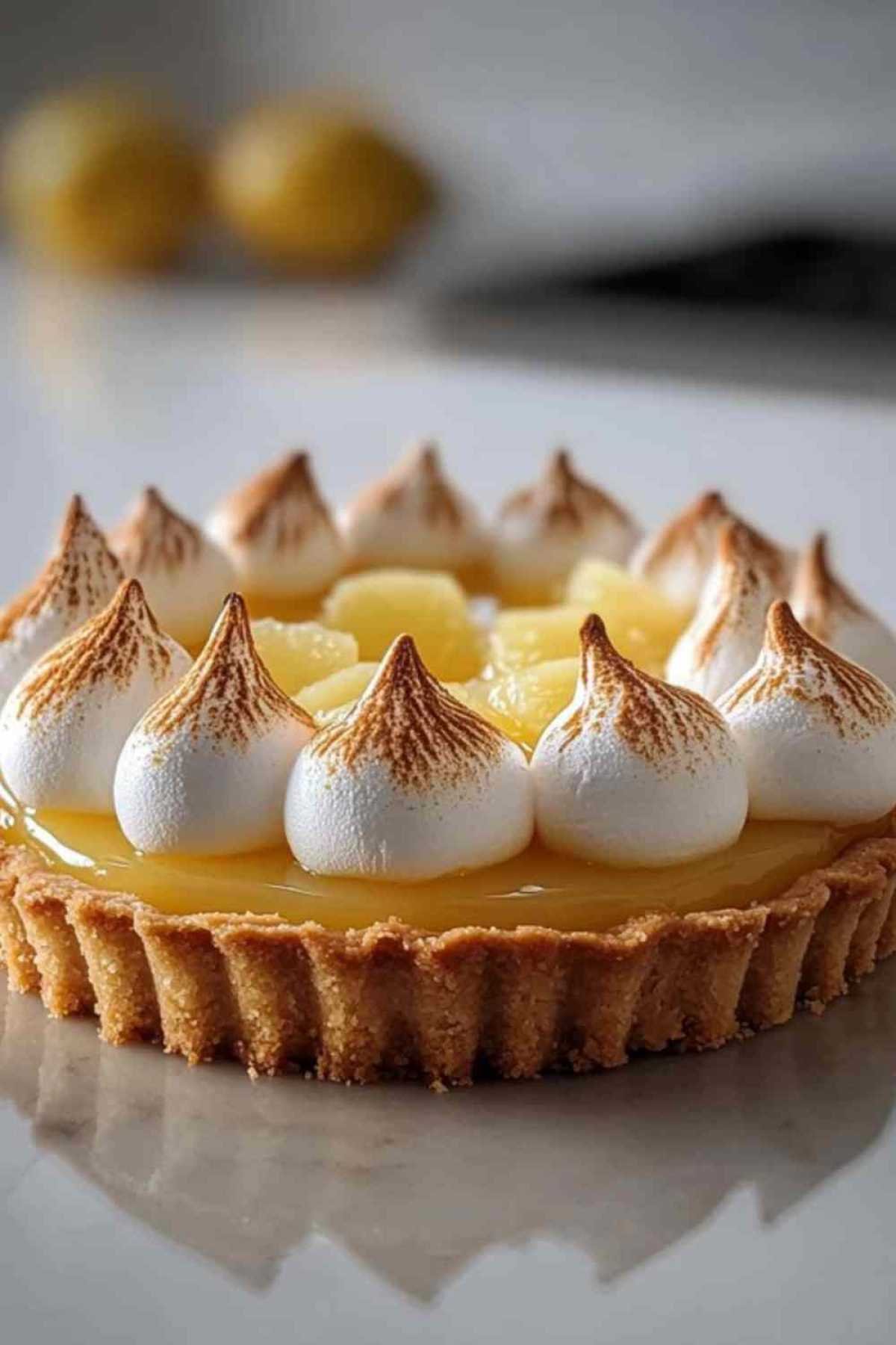 Tarte au citron meringuée avec meringue dorée et base sablée