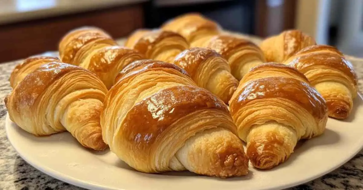 Croissants faciles et rapides dorés sortant du four