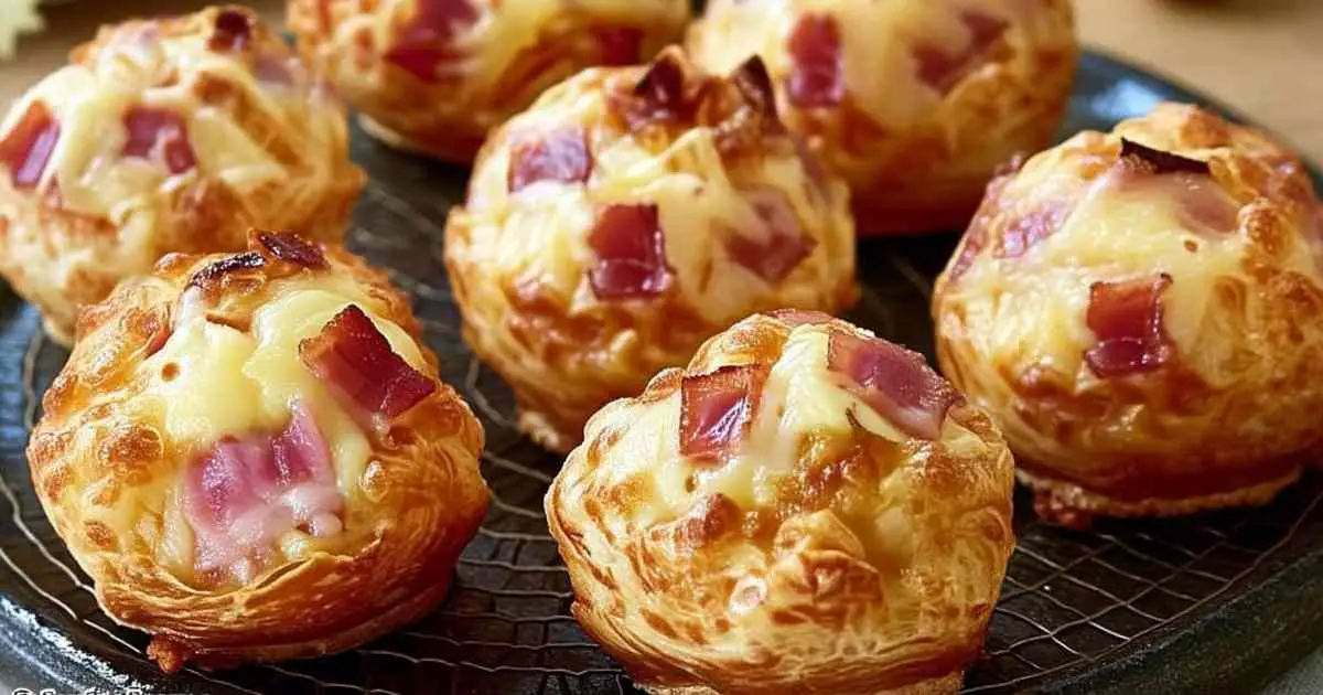 Étapes de préparation des bouchées au Comté et lardons