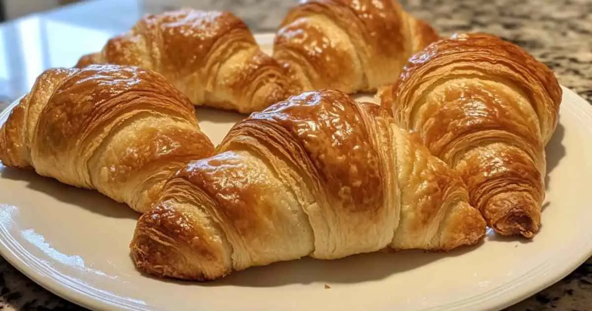 Croissants faciles et rapides dorés sortant du four